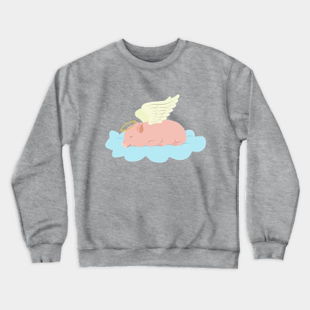 Piggy angel sleeping on a cloud Crewneck Sweatshirt by LittleAna